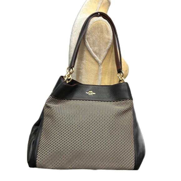 Like new COACH Lexy Legacy Jacquard Shoulder Bag in Black Smoke MSRP $378 - Picture 1 of 13